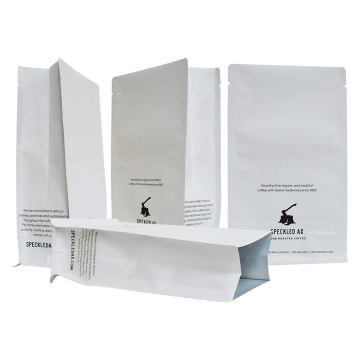 White color all size copostable paper flat bottom pouch