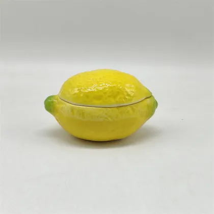 Lemon-Shaped Ceramic Jewelry Box