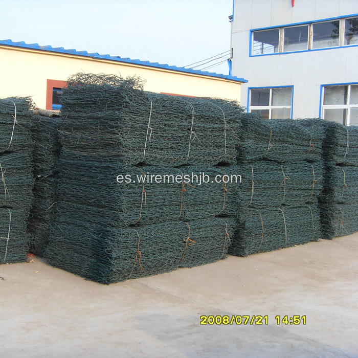 Caja hexagonal revestida de Gabion del alambre del vinilo