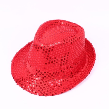 Bling Bling Sequins Fedora Hat - Boys Girls Black Jazz Dance Cap for Kids' Parties and Stage Performances