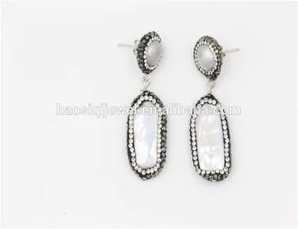 rough stone freshwater pearl earrings, women accessories jewelry earrings