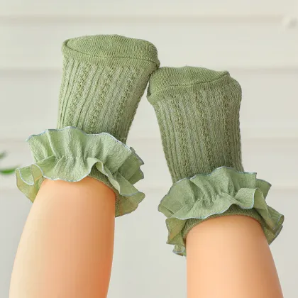 Children's Lace Socks - Spring and Autumn Solid Color Baby Princess Socks