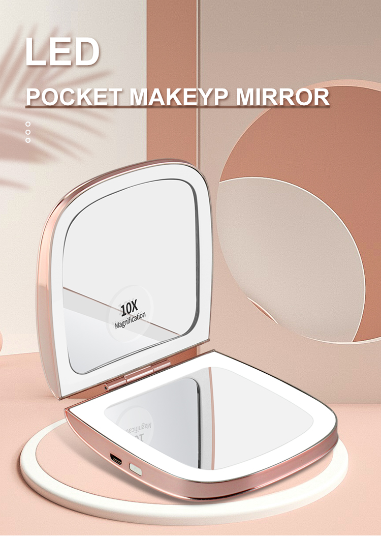 Compact Magnifying Mirror Light Up Compact Makeup Mirror, High Quality