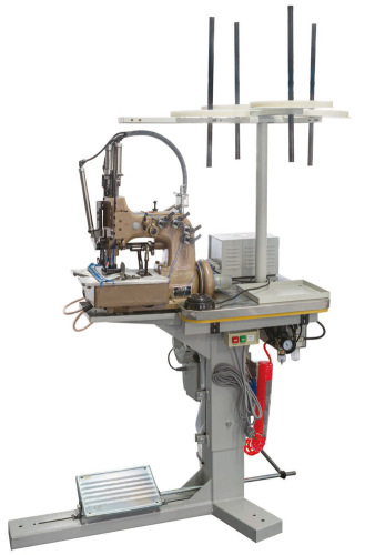 Máquina de costura de costura de agulha dupla e corrente