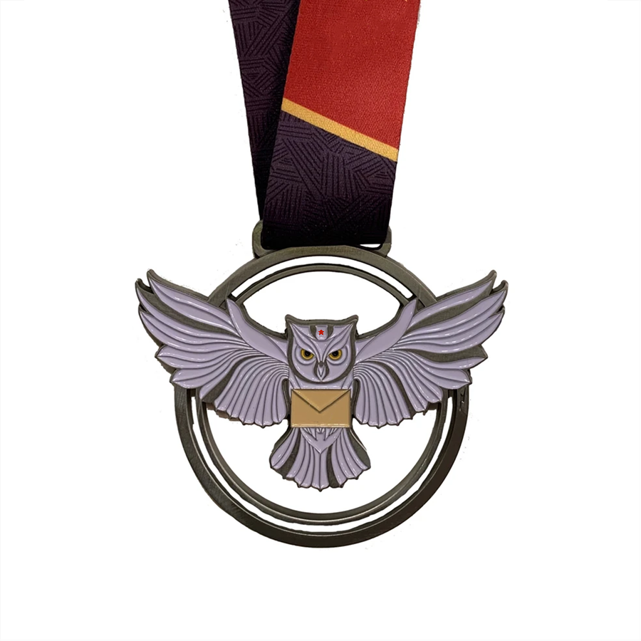 Custom white enamel color letter medal