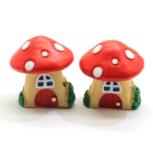 Vente chaude mignon Mini 3D mignon champignon rouge maison forme perles de résine 100 pièces plus récent jolie mode résine charmes pour décors