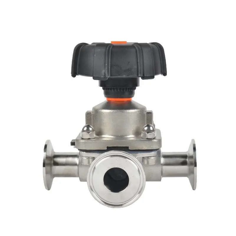 Ss316 Sanitary T Type Three Way Diaphragm Valve