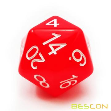 Bescon Jumbo Glowing D20 38MM, большой размер, 20 сторон, красный кубик, светящийся в темноте, большой 20 граней, куб 1,5 дюйма