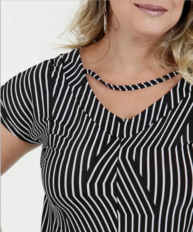 Tryckta Stripe Plus Size toppar och blus