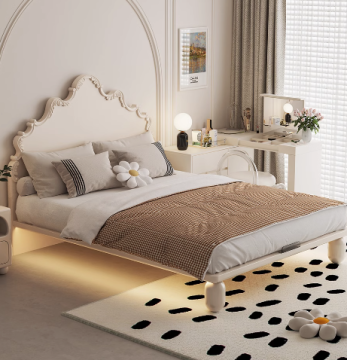 Modern High-end Leather Metal Hotel Bed for Marriage Bedroom