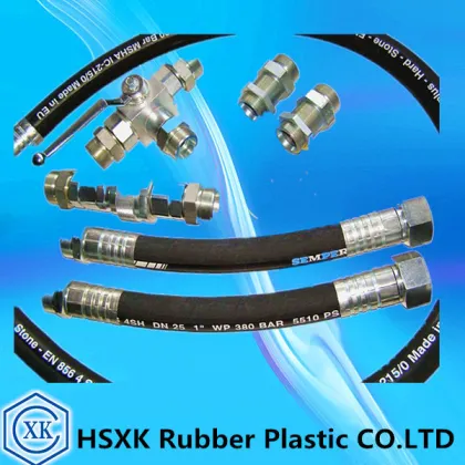 SAE100R2AT hydraulic wire braided rubber hose with rubber hose fittings