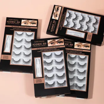 GUER YOUNG Wholesale Mink Russian Strip Volume Eyelash Extensions with Glue and Packaging Box