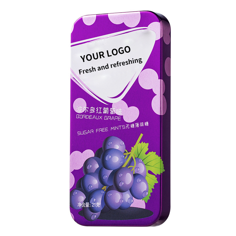 OEM ODM Vegan Custom Fruit Flavor Tin Box Cool Hard Mint Candy Kissing Fresh Breath Sugar Free Mints