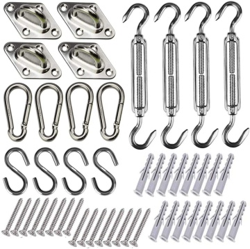Kit de hardware de vela de sombra de acero inoxidable para patio, hamacas cuadradas - uso en interiores y exteriores