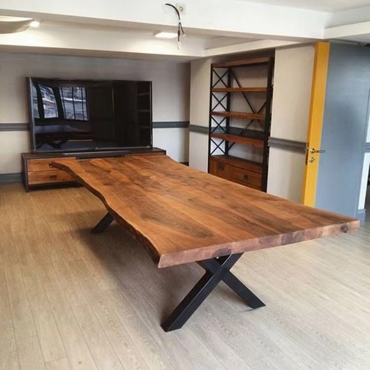 Solid Walnut Wood Restaurant Dining Tables PU Lacquer