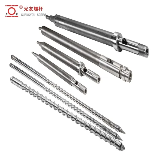 Precision-machined injection molding machine screw at bariles