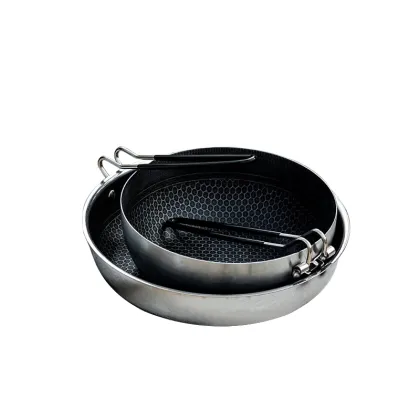 Suitable For All Stove Top No-stick Honeycomb Fry pan Stainless Steel frying wok pan