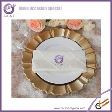 18105 Baroque cheap wholesale Gold plastic Charger plates