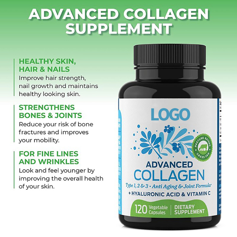 Private Label Fish Collagen Capsules With Hyaluronic Acid And Vitamin C Capsules For Skin Whitening