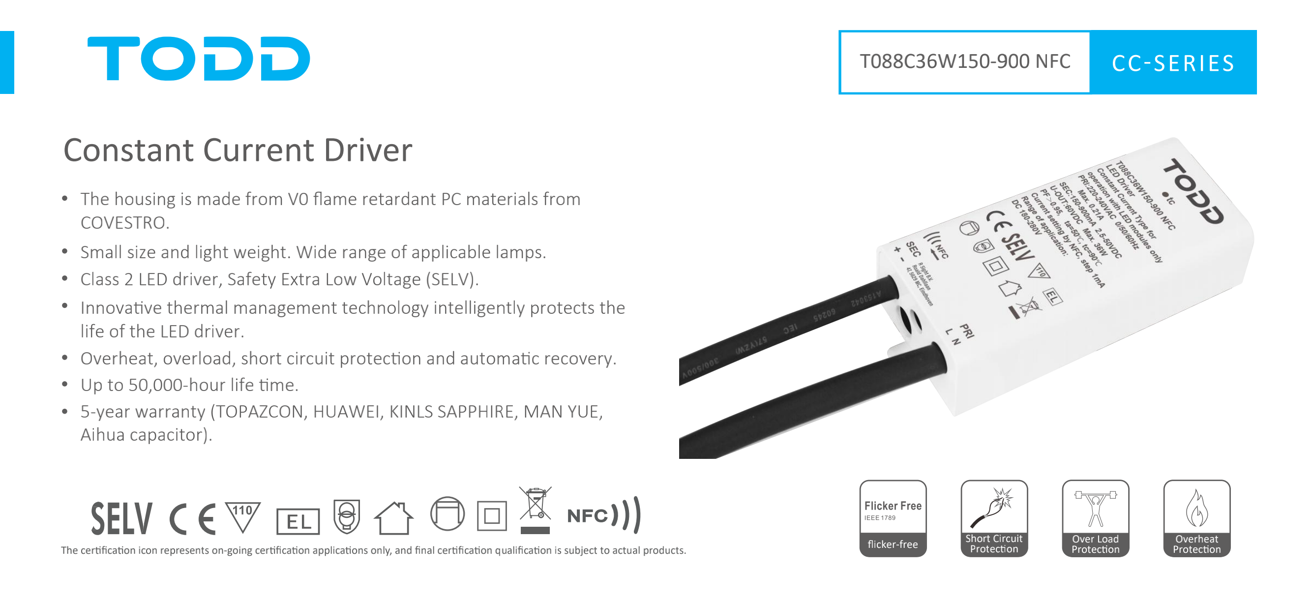 led driver T088C36W150-900 NFC