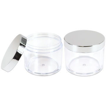 Round Clear PS Material Jar 15ml - Heavy Wall Cylinder Jar with Shiny Silver Lid