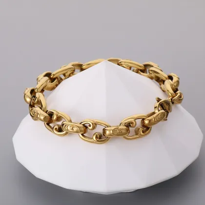 KALEN 220mm Unisex Gothic Punk Gold/Silver Stainless Steel Links Bracelet