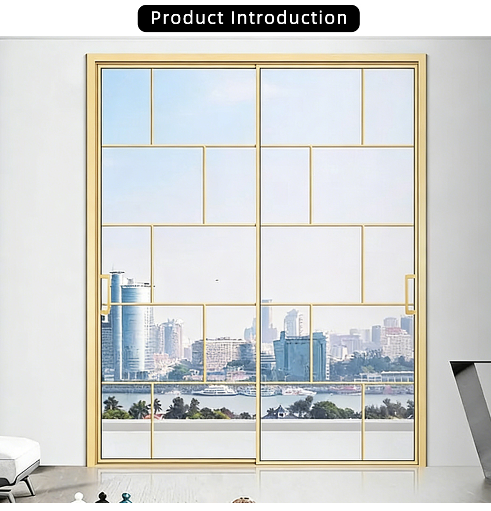 Double Panel Grid Pattern Sliding Door YJ-P004 X