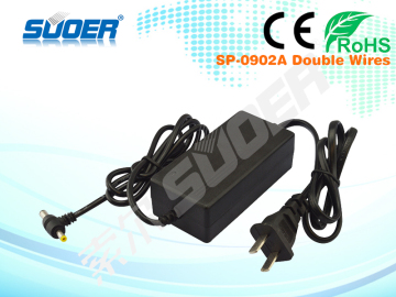 9V 2A Power Adapter Dubbele draden Power -adapter met platte plug