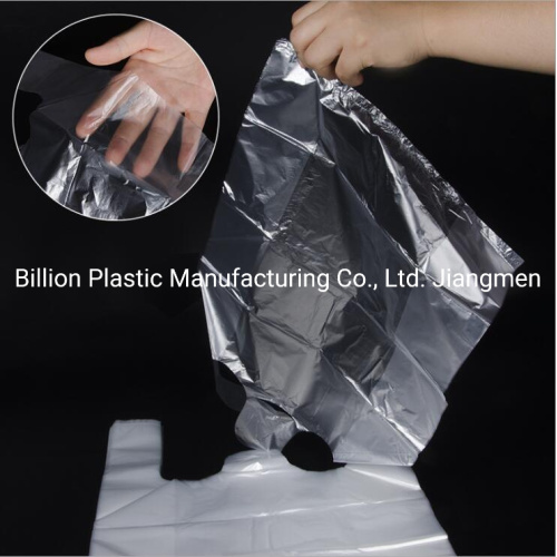 Wholesale Clear Handle T Shirt Garbage Food Vegetable Packing Grocery Plastic Shopping Bag