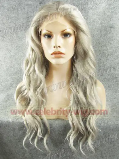 Heidi Klum Supermodel Long Wavy Gray Synthetic Lace Front Wig