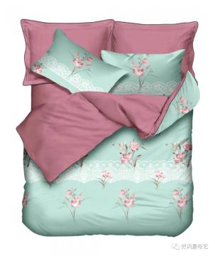 high quality Microfiber Printed 4PC bed sheet set
