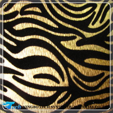 2015 animal print zebra pattern flocking pu leather for shoes and bags(zebra cuero sinteticos)