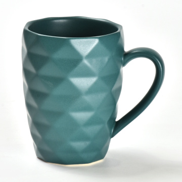 Diamond ceramic 16oz capacity pottery mugs diamond cup