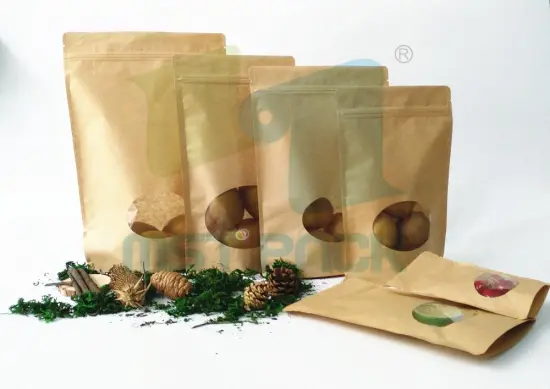 Kraft Paper Stand Up Bag With Clear Window