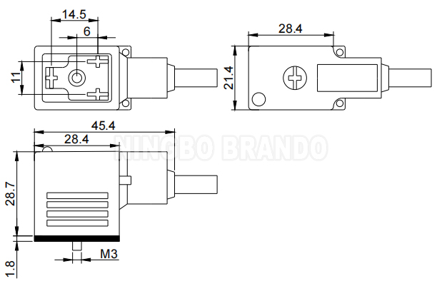 DIN43650B-CB Dimension