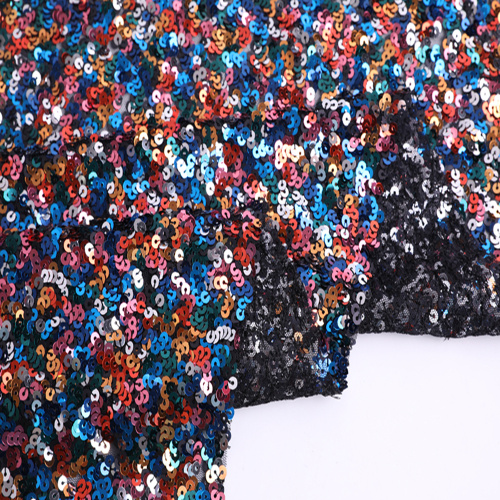 Polyester 5mm Multicolor Sequin Embroidery On Mono Mesh