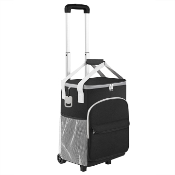 Collapsible Rolling Cooler Trolley with Insulated Wheels for Summer Camping