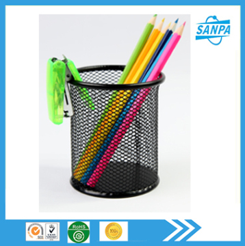 High Quality Single Metal Wire Mesh Round Black Pen Holder