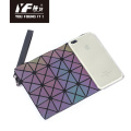 Holographic PU leather geometric purse reflective women geometry luminous envelope handbag