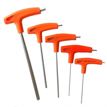 Set of Orange T-Handle Hex Key Wrenches in Various Sizes (2.5mm, 3mm, 4mm, 5mm, 6mm, 8mm, 10mm)