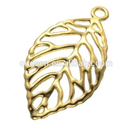 High quality golden plated leaf decoration charms for pendant