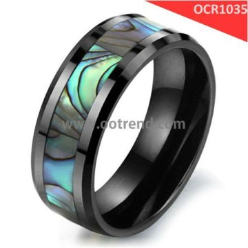 Best seller shell ceramic rings,2012 hot sale black ceramic rings inlay shell