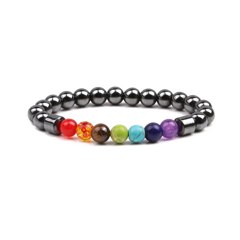 8 mm noir enyx rond bedas 7 chakra guérison reiki brcelet