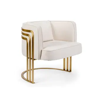 Modern Creative Hotel Living Room Sofa Chair - Golden Stainless Steel Lounge Chat Chair with White Fabric