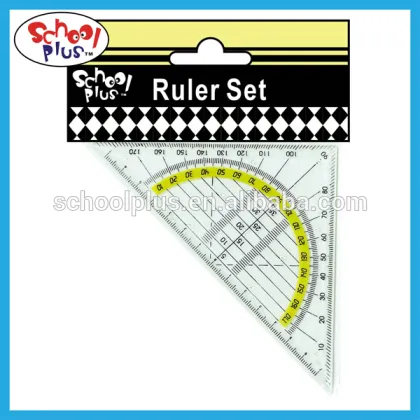 Plastic teaching protractor ruler set for school