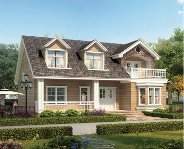 Rumah bangunan baja ringan bergaya dua lantai dan gambar desain