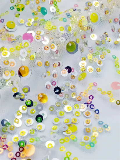 Wholesale Fancy Multicolor Small Sequin Embroidered Fabric