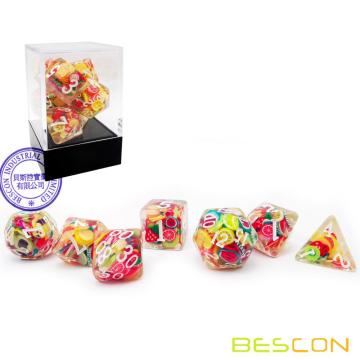 Bescon Fruit Polyhedral Dice Set, Novelty RPG Dice set of 7