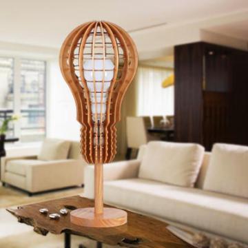 wood modern table lamp with fabric shade