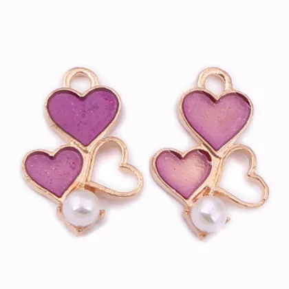 Rose Golden Plated Heart Charms